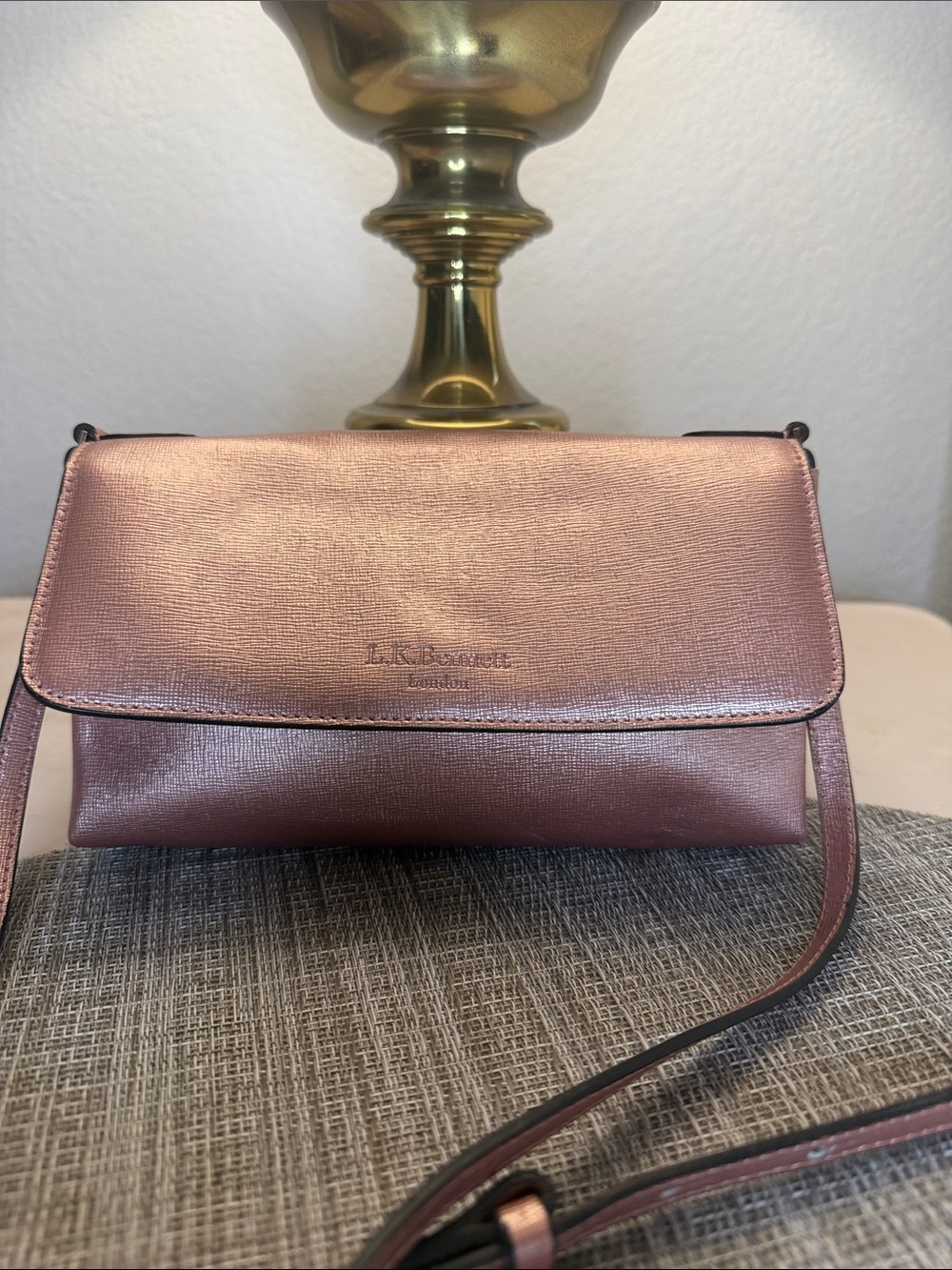 LK Bennett Rose Gold Metallic Crossbody Bag
